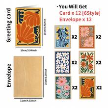 12pcs Medieval Modern Abstract Bohemian Style Floral Greeting Cards With Envelopes - Multi-Purpose Thank You Cards Suitable For Birthday, Wedding, Anniversary And Holiday - C - View 2