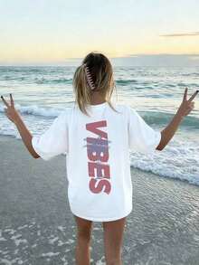 Women's Short-Sleeved T-Shirt With A Round Neck And Minimalist Tree Print, Versatile For Everyday Wear And Vacations, Ideal For Summer. Printed T-Shirt, Women's, White, Black, Pink - 黃色 - 查看 11