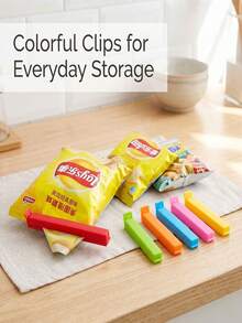 6 pièces Nouveaux clips de scellage de sac de conservation alimentaire portable, accessoires d'outils, couleur aléatoire, élément essentiel de cuisine - Multicolore - Voir 3