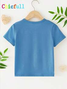 Shark In A Popcorn Bucket T-Shirt For Kids - 藍色 - 查看 2