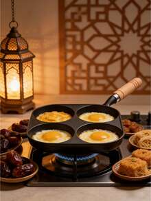 1Set 4-Hole Non-Stick Frying Pan Multi-Grid Split Cooking Pan Heatproof Handle Easy Clean Kitchen Breakfast Pan For Home & Ramadan - View 5