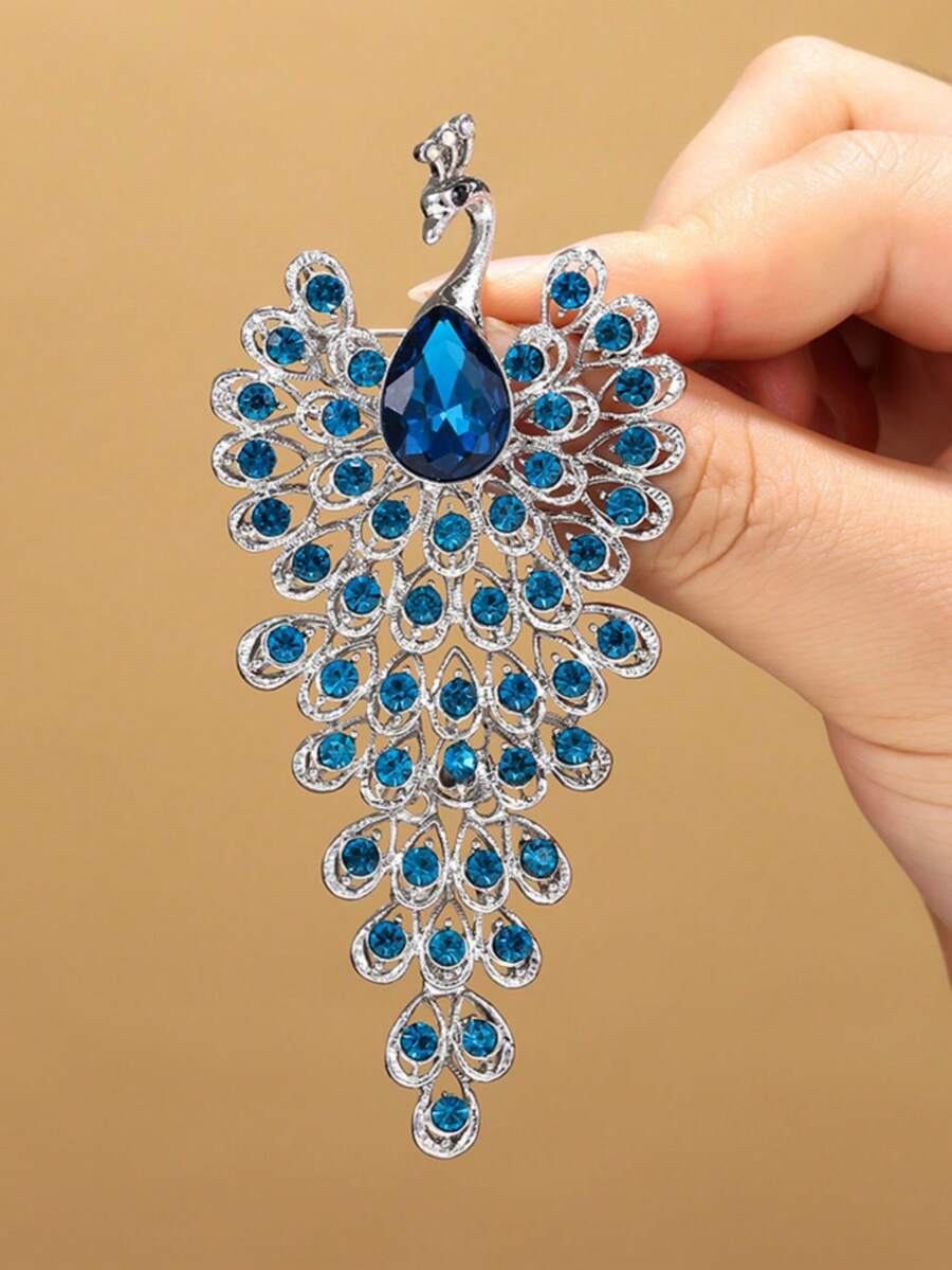 1pc Exquisite Luxury Peacock Crystal Brooch, Fashionable Personalized Jewelry Gift, Suitable For Daily, Commute, Party, Holiday, Vacation Decoration Accessory For Women - Multicolor - View 1