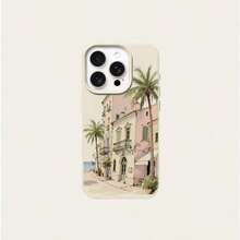 Fashion Print Cell Phone Case 20261pc, TPU Material, Summer Rose Tree Design, Compatible With/Compatible With 17 Pro, International Version, Not The National Version - White 4 - View 3