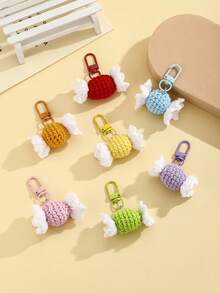 DIY Handmade Creative Solid Color Yarn Candy Handwoven Keychain, Handcrafted Crochet Colorful Candy Keyring, Creative Gift For Lover, Friend, Girlfriend, Holiday, Festival, Mobile Phone, Car Accessories, Small Gift - Multicolor - View 3