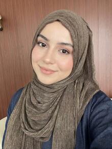 1pc Distressed Solid Color Lightweight Casual Long Scarf, Suitable For Daily Use - Coffee Brown - View 2