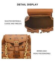 MCM Aren Visetos Women's Embroidered Logo Shoulder Bag - Cognac Color MWKFATA02CO001 - View 10