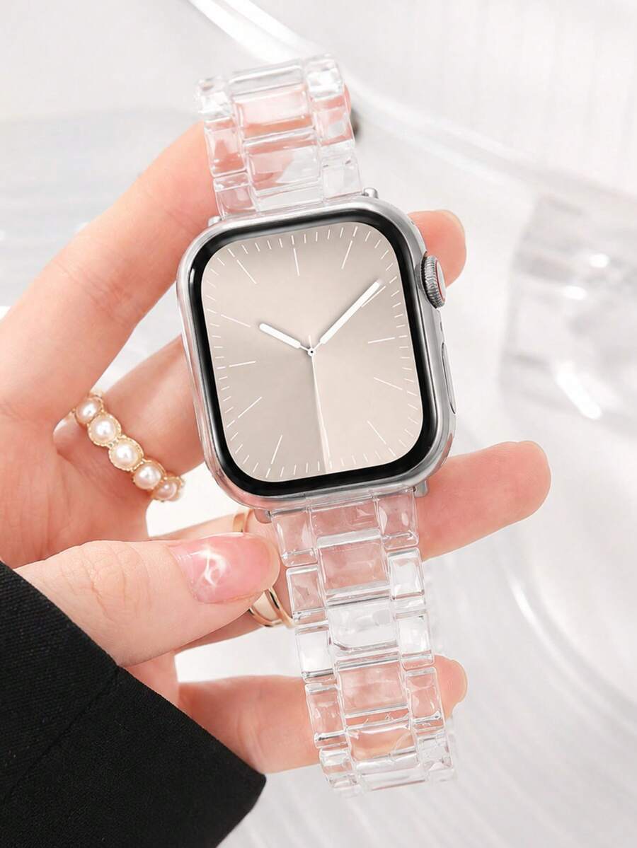 1条时尚透明亚克力表带，兼容 38mm、40mm、41mm、42mm、44mm、45mm、46mm、49mm，现代表带，兼容 Series Ultra 11、10、9、8、7、SE3、6、5、4、3、2、1，时尚智能表带，兼容表带，现代智能表带，优雅手镯式表带配件，智能手表表带，时尚手表配件，送给男士、女士、朋友、家人的理想礼物