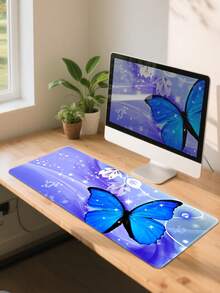 Large Game Mouse Pad, Purple Butterfly Large Desktop Pad, Non-Slip Rubber Base Stitching Edge Long Computer Keyboard Desktop Pad Home Office Mouse Pad - View 5