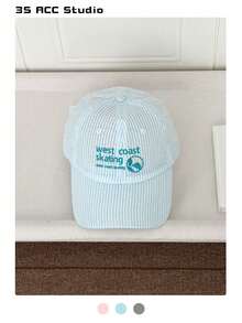 Minimalist Letter Embroidered Soft-Top Retro Plaid Visor Cap, Thin Long Brim Sun Protection 5-Panel Hat, Streetwear Flat-Brim Unisex Checkered Baseball Cap, American British College Style, Suitable For Men And Women - Letter Stripes - View 16
