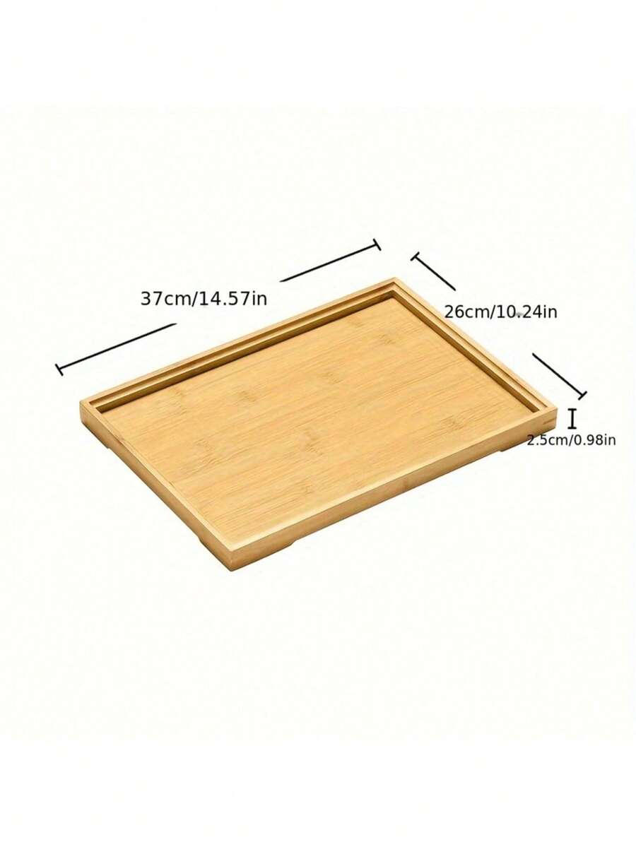 1 Khay tre hình chữ nhật đa năng - Dễ dàng dùng để bày biện, trang điểm, sắp xếp đồ dùng trong phòng tắm. - màu nâu - Xem 1