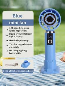 1 Set Mini Handheld Desktop Fan With Stand, USB Rechargeable Battery, Adjustable Wind Speed, Suitable For Camping, Outdoor, Travel, Student Gift - Multicolor - View 13