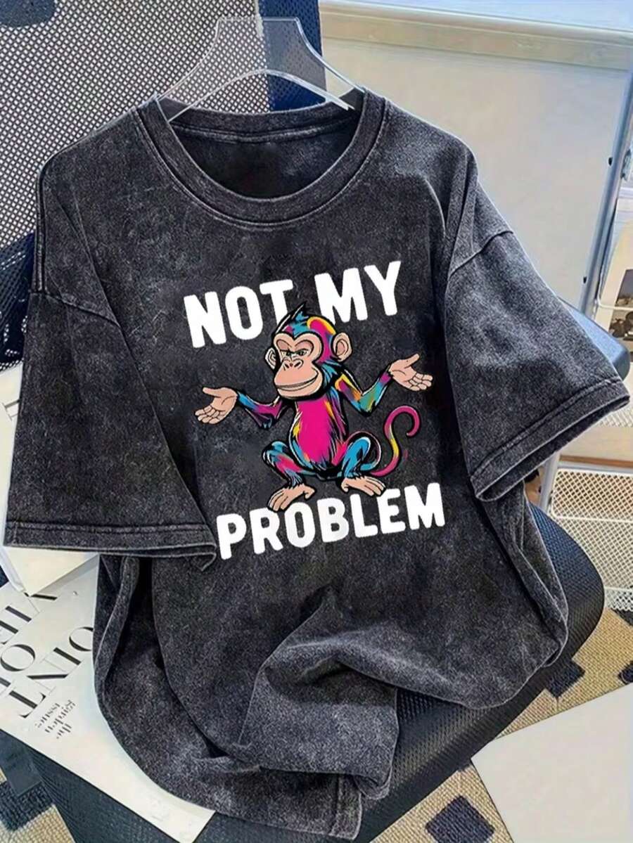 Tween Boy Casual Graphic Print Crew Neck Short Sleeve T-Shirt, Summer Top - Black - View 1