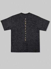 Fractyr Camiseta de manga corta de cuello redondo con estampado de dinero, de corte holgado y estilo casual de calle para hombre, para el verano 9Y55 - Negro - Ver 4
