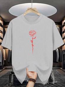 Camiseta de Verano de Manga Corta y Cuello Redondo para Hombre - Camiseta Base de Capas Casual y Deportiva con Estampado de Rosas Geométricas, Transpirable para Clima Caliente, Lavable a Máquina, Ropa Casual para Exteriores Adecuada para Atuendos Casuales y Piezas de Capas - Verde - Ver 11
