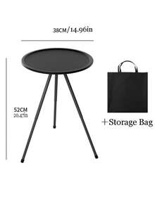 1pc Modern Folding Round Edge Table, Portable Metal & Plastic Tea Table With Height Adjustment, No Electricity Required, Suitable For Home Decor And Outdoor Use - Multicolor - View 10
