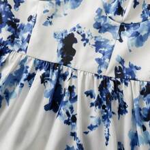 Vestido elegante con estampado floral y hombros con lazo para vacaciones - Multicolor - Ver 5