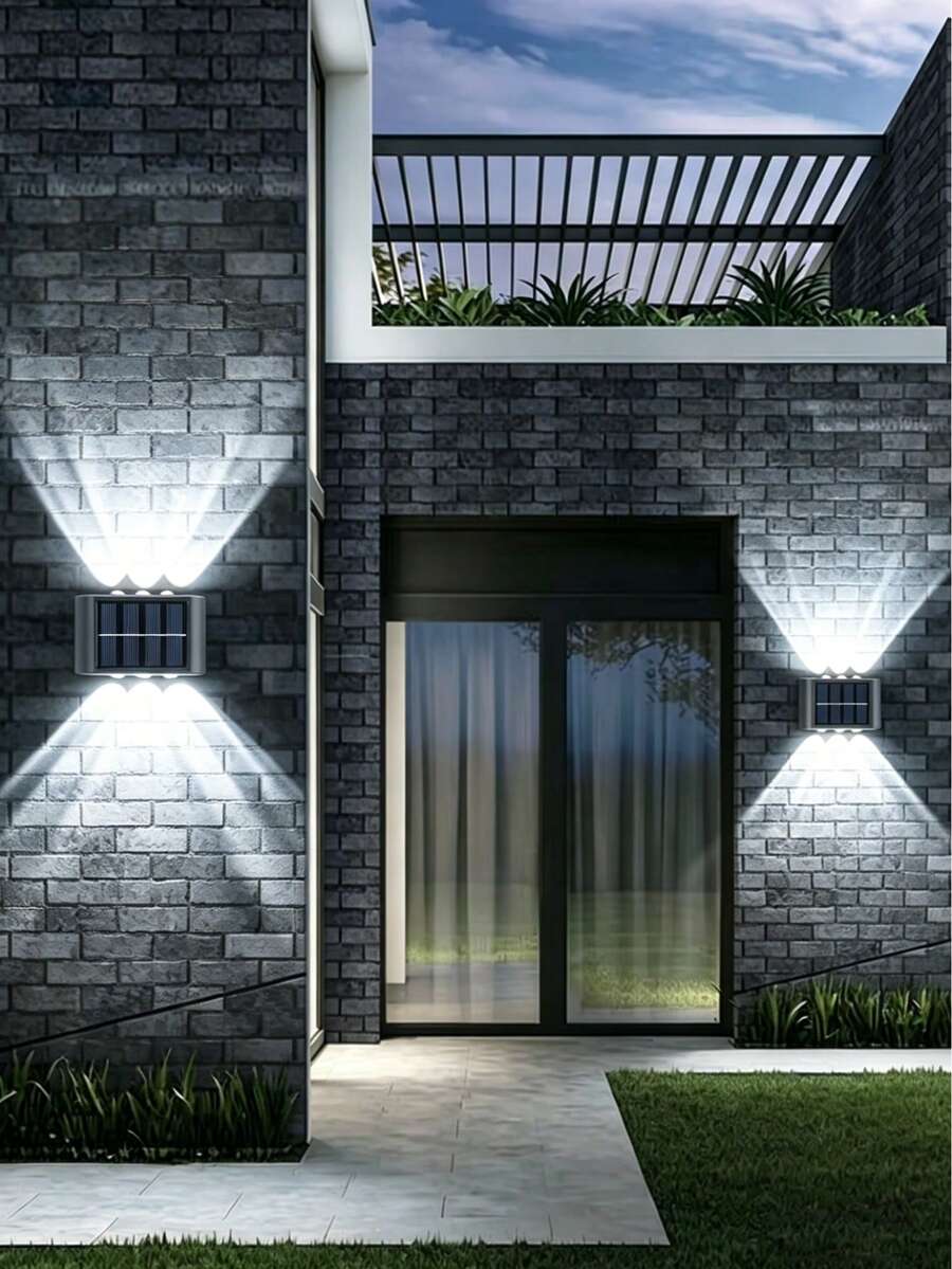 2 / 1pc Solar Wall Light, Outdoor 6 LED Beads Deck Lights, Wall Light, For Courtyard, Street, Fence, Garage, Garden Perfect Decoration