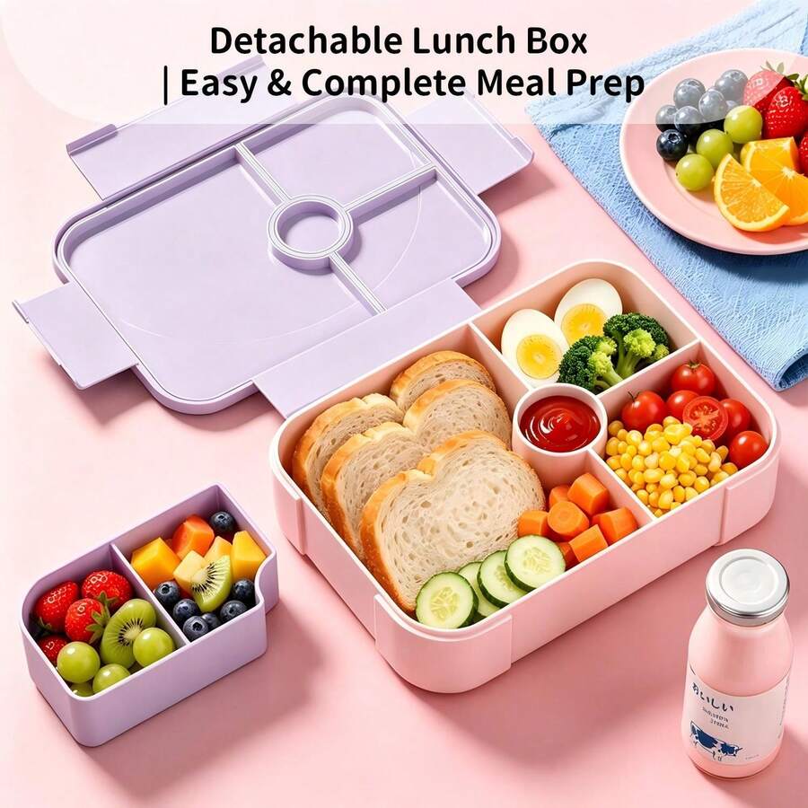 Multi-Compartment Bento Box, Leak-Proof Portable Food Container, Large Capacity Reusable Lunch Box Suitable For Travel, Picnic, Office - 1 Item - View 1