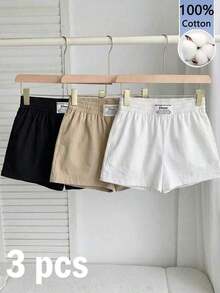 2026 Nuevo Set de 3 piezas de ropa casual y cómoda para mujer con estampado de rayas azul y blanco, lunares marrones, elegante y versátil para playa/vacaciones, uso de verano, shorts, de tela tejida - Multicolor 4 - Ver 4
