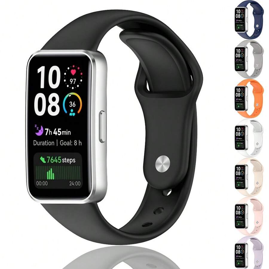 Soft Silicone Compatible With Huawei Band 10 9 8 Durable Comfortable Adjustable Size Smart Watch Straps For Men Women - one-size - View 1