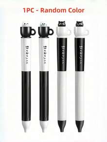 4支/套 猫咪造型中性圆珠笔，创意旋转笔杯，0.5mm，速干黑色墨水，趣味减压旋转笔芯，硅胶笔套，速干，0.5mm黑色办公笔，返校笔，节日礼物 - 均碼 - 查看 14