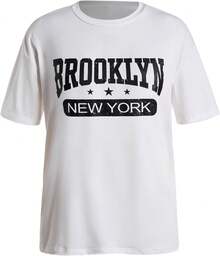 Y2K - Women's T-Shirts With Lip Print, Round Neck, Short Sleeve, Loose Fit And Versatile Shirt - Brooklyn Blanco - View 5
