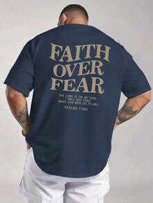 Men's Christian T-Shirt "FAITH OVER FEAR" | Psalm 118:6 Biblical Design | Inspirational Streetwear | 100% Cotton | Unisex Fit | Ideal Gift For Believers - 綠色 - 查看 10