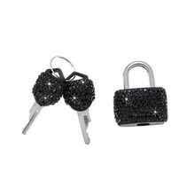 1 Set Cerradura con llave con Rhinestones - Cerradura metálica mini con 2 llaves, sin necesidad de montaje, adecuada para equipaje, taquillas de gimnasio y armarios de almacenamiento, artículo esencial para el hogar, cerradura con llave, accesorio decorativo con Rhinestones - Multicolor - Ver 8
