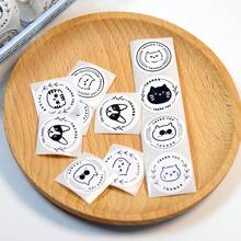 500张/卷 可爱猫咪感谢贴纸，圆形铝箔封口标签，猫脸图案，适用于小型企业包装、礼品包装、信封封口、剪贴簿和手工制作，是精品店主、手工卖家和爱猫人士的理想之选，也是感谢卡和客户包裹的必备品。开学季必备 - A - 查看 4