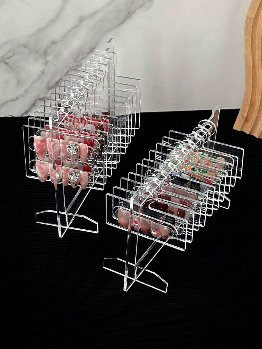 Soporte de exhibición de colores de esmalte de uñas acrílico, soporte para tarjeta de colores de arte de uñas, estante de exhibición 3D de arte de uñas para salón - Multicolor - Ver 1