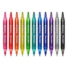 YIMI 12/24pcs Dual-Tip Metallic Markers/Flysea 12/24pcs 0.7mm/3.0mm - Suitable For Painting And Doodling, Perfect Birthday Decoration Art Supplies, Shiny Metallic Markers Applicable To Most Surfaces, With Exquisite Ink Effect - Sets - View 3
