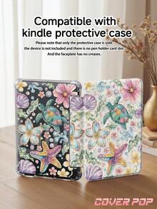 Sea Turtle & Floral Pattern Tablet Protective Case Suitable For IPad Air 8 (M4) 2026 (11 Inch) / 2026 (13 Inch), 9.7/10.2/10.5/10.9/12.9/Pro 11/A16, 10th Gen, Kindle Paperwhite 12th Gen 2024, Kindle (11th Gen-2024 Release), Soft Shock-Proof, Smart Sleep/Wake Function, Y-Fold Multi-Angle Tablet Case - Multicolor - View 9