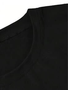 Camiseta inspiradora es, de cuello redondo y manga corta, fabricada en tejido de Cotton con patrón de letras, ideal el verano, 180g/m² - Negra - Negro - Ver 4