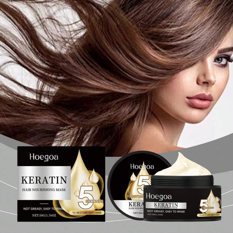 Mascarilla para el cabello con queratina, acondicionador hidratante, suave, rizado, reparación de daños, restauración del cabello dañado, brillo, mascarilla para el cabello - 1 - Ver 1