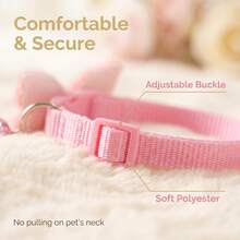 1 pieza Collar de mascota de peluche de poliéster con mariposa y campana, adecuado para gatos y perros pequeños/medianos, para uso en interiores/exteriores - Rosa - Ver 3