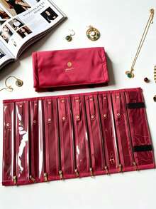 1pc Portable Jewelry Storage Bag, Multi-Functional Foldable Jewelry Organizer With Compartments, Soft Fabric Prevents Scratches, Transparent Window For Easy Viewing, Suitable For Rings, Earrings, Necklaces, Great For Travel, Daily Use Or Gift - Multicolor - View 8