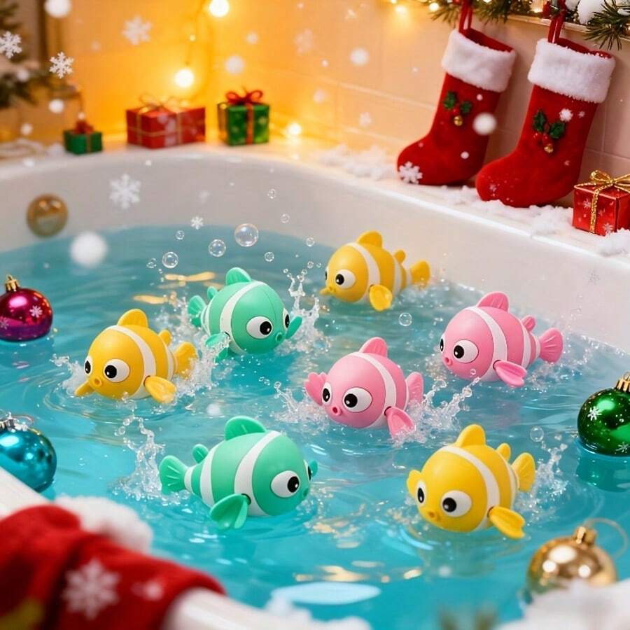 Mainan Mandi Ikan Badut Mekanik, Mainan Air Interaktif untuk Anak-Anak, Kuning/Merah Muda/Hijau/Ungu, Teman Mandi yang Menyenangkan, Hadiah Terbaik untuk Ulang Tahun Anak, Warna Acak - MultiWarna - View 1