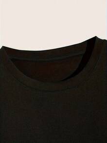 Playera casual para hombre, diseño de camiseta casual para mujer, cuello redondo de 180G, hecha de material elástico, chaqueta unisex para todas las estaciones, para la práctica de gol - Negro - Ver 5