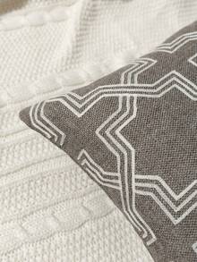 1 pieza Funda de almohada decorativa bordada con patrón geométrico gris, funda de almohada decorativa bordada con líneas geométricas minimalistas modernas, adecuada para decoración interior, funda de almohada para todas las estaciones, no incluye relleno de almohada - Gris - Ver 5