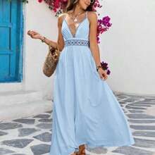 Vestido bordado para vacaciones para mujeres - Azul - Ver 1