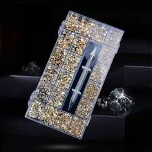 1 Caja de Strass para Uñas Color Champán, Formas Variadas para DIY, Decoraciones de Arte de Uñas 3D, Adecuado para Uso Diario y Salones de Uñas, Encantos para Uñas - Champán - Ver 6