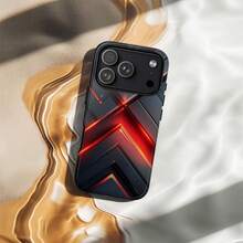 Carcasă de telefon Apple 17, 16, 15, 14, 13 Pro, Max, Plus; 23, 24, 25, 26, cu design geometric futuristic roșu neon: design abstract tehnologic întunecat pentru , și Pixel - FL 2-în-1 Mat Gros - Vizualizare 5