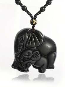 1PC New Exquisite And Vivid Animal Elephant Necklace, Paired With Black Glass Chain, Suitable For Jewelry Gifts For Men And Women - Fashion - View 7