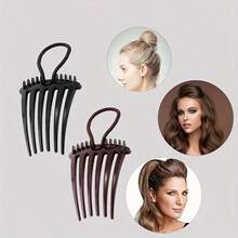 Set de 2 piezas de peine y coletero de unicolor, accesorios de pelo minimalistas y clásicos para mujeres - Multicolor - Ver 3