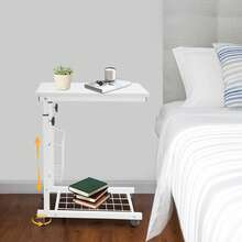 SanBouSi Adjustable Bed Side Table Computer Accessories With Wheels Pure White Movable Computer Desk & Bedside Accessories - White - View 1