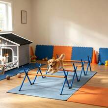 Adjustable Dog Jump Obstacle Training Set Portable Pet Agility Exercise Equipment - As Pic - View 1