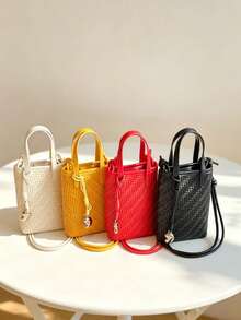Túi đeo chéo mini nam màu đen bằng nylon, dây rút, kiểu dáng xô, đựng điện thoại, thích hợp cho đi lại hàng ngày và phong cách đường phố. - Nhiều màu - Xem 6