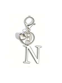 Premium Fashion Silver Metal Heart-Shaped Letter Keychain, A-Z 3D Letter Pendant, Stylish Alloy Keychain, Backpack Charm Car Keychain, Classic Minimalist Keychain For Women's Daily Use, Decorative Accessory, Perfect Gift For Friends, Family, Couples, Girlfriend, Special Occasions, Mother's Day - Multicolor - View 29