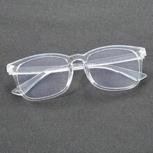 1pc/Men's And Women's Geometric Glasses, Minimalist Style, Clear Flat Lenses, Perfect For Back-To-School Season Or Everyday Wear - Multicolor - View 3