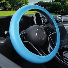 Bọc vô lăng 15" cho xe SUV, Sedan, Xe tải - Chất liệu da PU chống trượt, không có vòng trong, dễ lắp đặt, màu đen/đỏ/trắng/xanh dương/hồng/be/nâu - Phù hợp với vô lăng kiểu O/kiểu D 38cm/15" (Vô lăng) - Nhiều màu - Xem 2